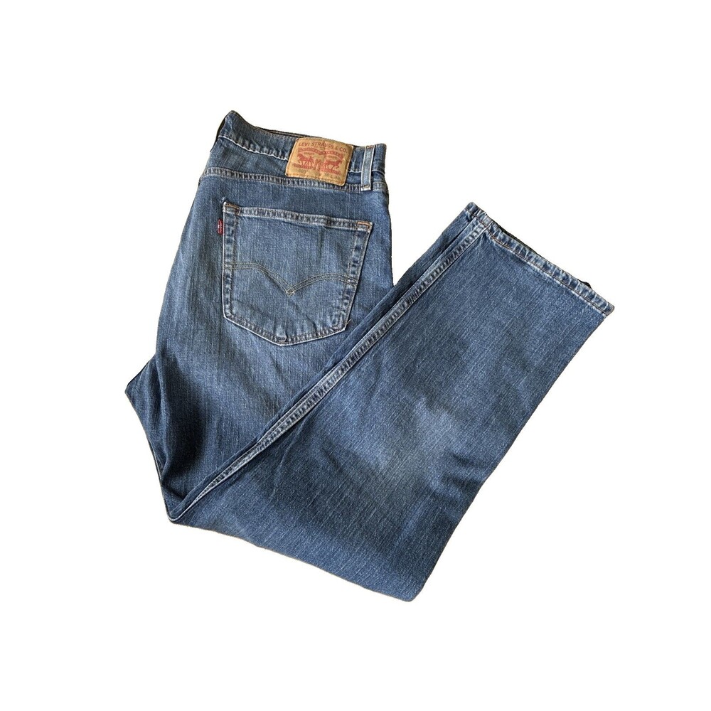 Levis 505 Jeans Mens 36x30 Blue Dark Wash Regular Straight Zip Fly Denim Pants